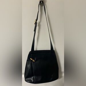 Longchamp black leather shoulder bag